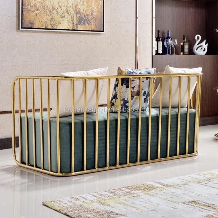 Modern Luxury Fabric Art Metal Stainless Steel Combination Sofa Living Room Combination Sofa Set Furniture
