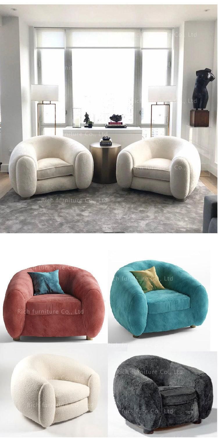 Italian Luxury Furniture Sheepskin Couch White Wool Fur Sofa