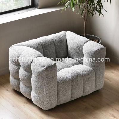 Home Modern Leisure Fabric Sofa Single Seat Grey Boucle Sofa for Living Room