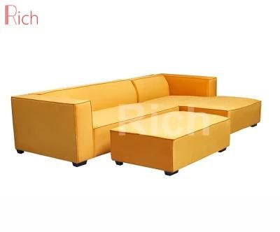 Home Drawing Room Furniture Set Yellow Fabric Sectional Corner Couches Sofa for living room