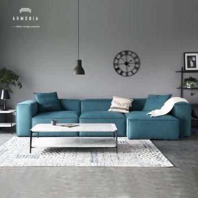 Medium Back Fabric L Shape Couch Furniture Set Leisure Sofa