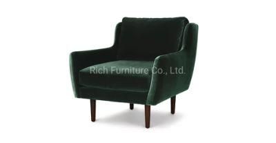 Simple Style Light Luxury Single Sofa Chair Dark Green Fabric Covers Leisure Sofa Hotel Restaurant Used Armrest Sofa