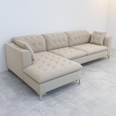 Modern Linen Fabric L Shape Corner Sofa Sectional