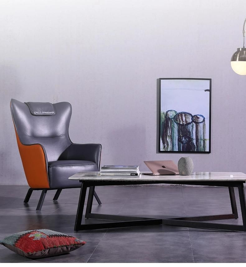 Nordic Single Sofa Chair Light Luxury PU Leather Sofa Back Leisure Chair
