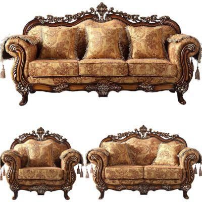 Chinese Sofa Furniture Factory Wholesale Classic Wood Fabric Sofa Set