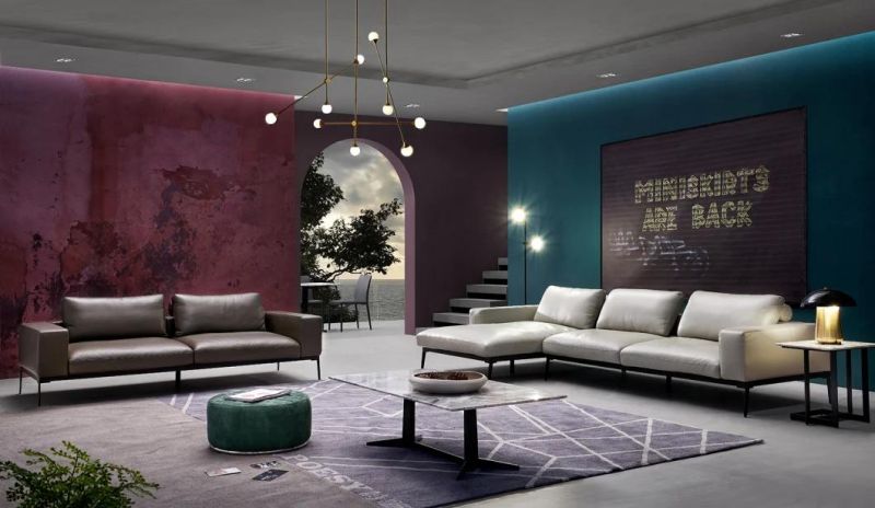 Lm190 Corner Sofa, Latest Genuine Leather Sofa, Italian Leather Sofa, Living Room Set in Home and Hotel Furniture Customization