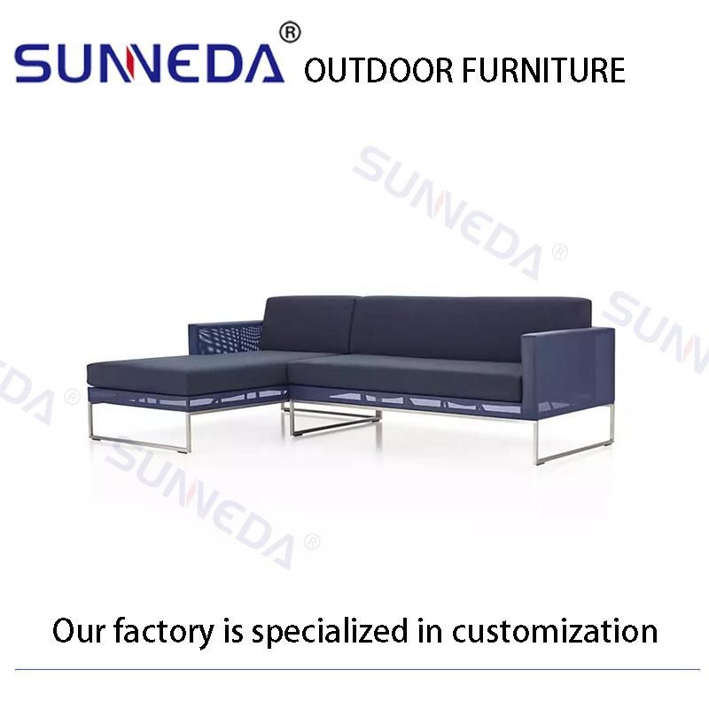 Modern Sofa with Monteslin Mesh and Stainless Steel End Table