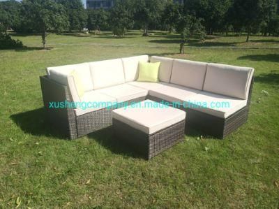 Outdoor Garden Luxury 6PCS Rattan Furniture Wicker Couch Conversation Corner Sectional Sofa with Cushion
