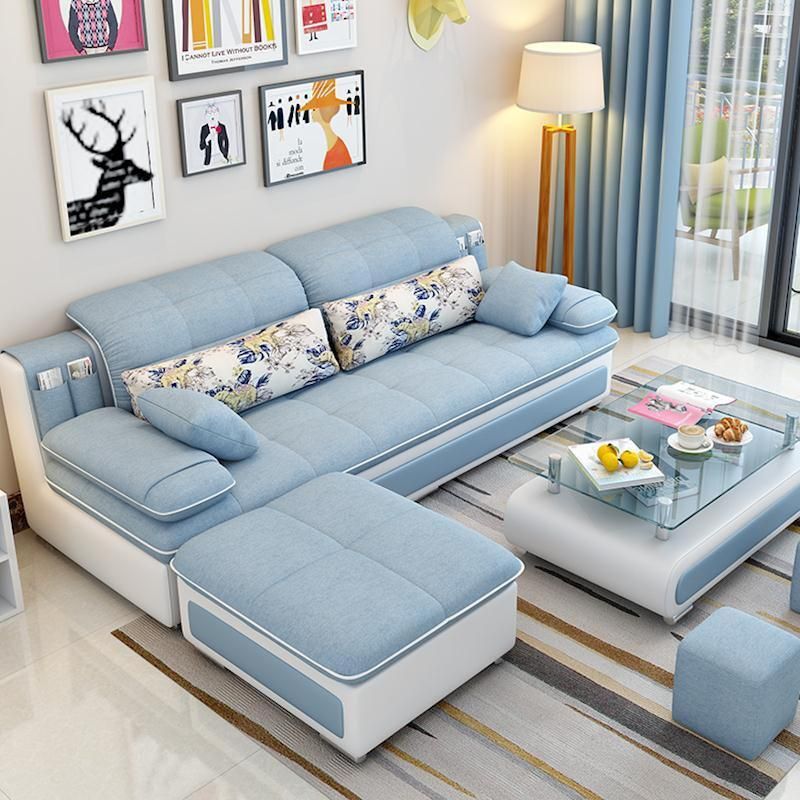 Blue Fabric Living Room Low Price Arabic Sofa Set