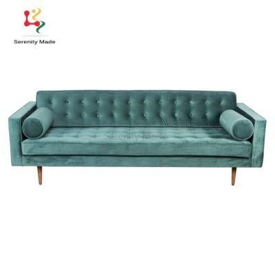 Modern Living Room Furniture Blue Button Tufted Velvet Sofa