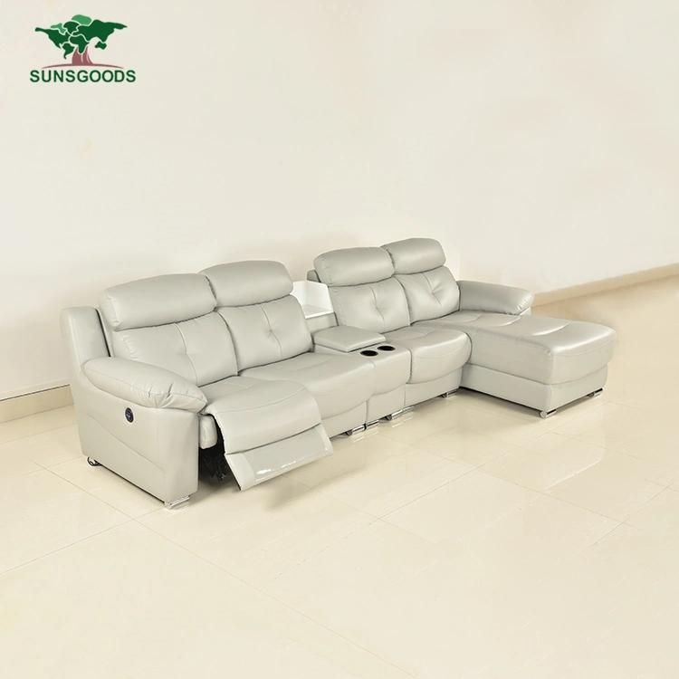 Modern Living Room Fabric Office Reception Leisure L Shape Leather Recliner Sofa