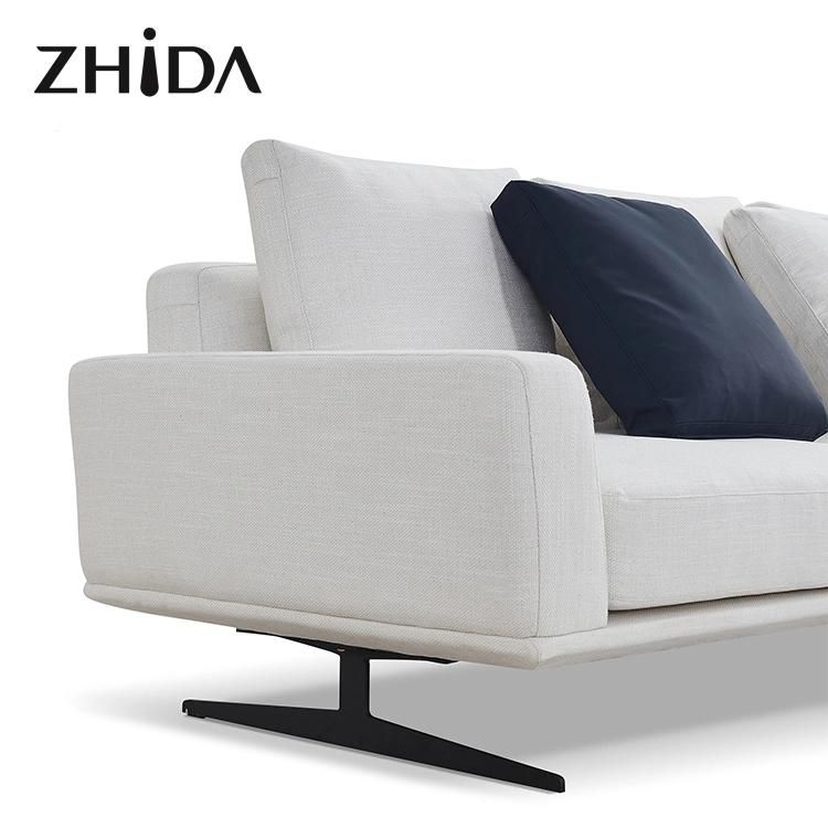 Modern Home Furniture Living Room Comfortable Sectional Sofa Set General Use Metal Leg L Shape Fabric Sofa