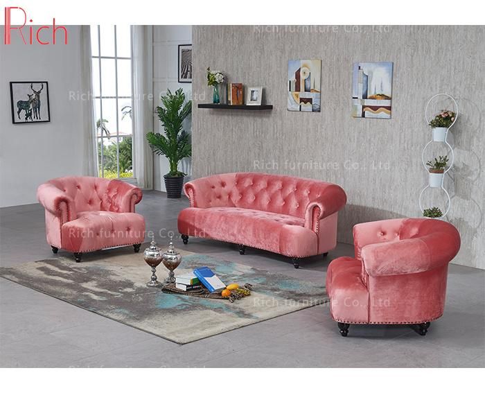 Modern Lobby Furniture Chesterfield Design One Seater Velvet Sofa