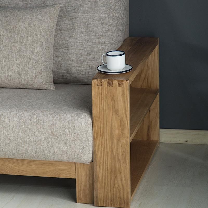 Small Apartment Nordic Solid Wood Corner Sofa Chaise Sofa 0046