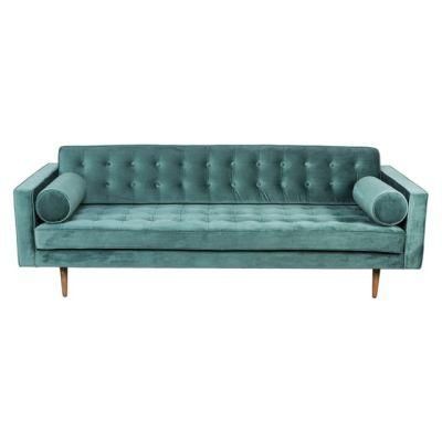 Modern Blue Button Tufted Velvet Sofa for Living Room Use