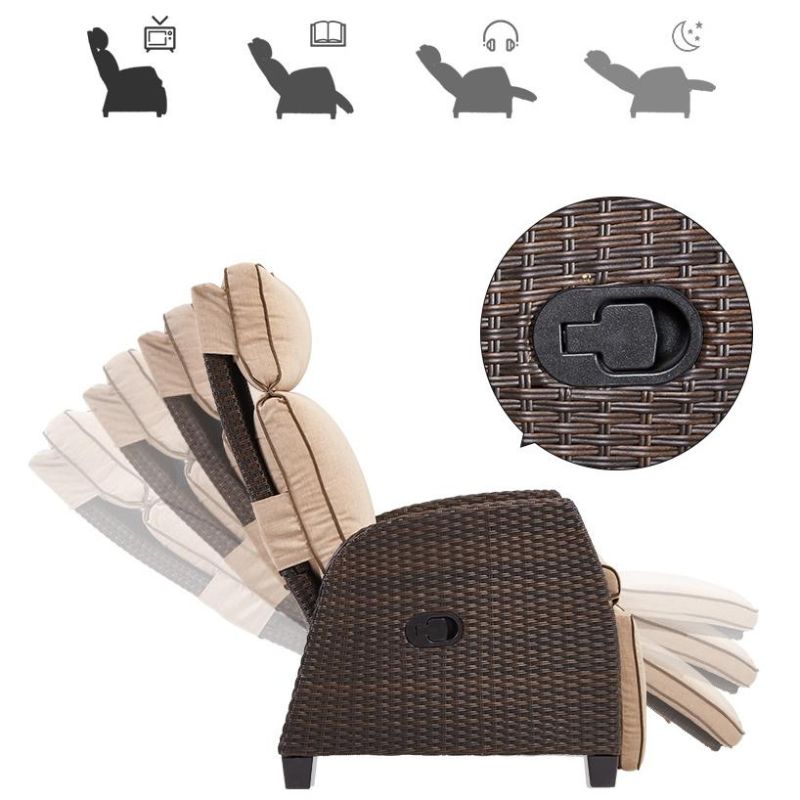Wicker Chair Three-Piece Set Outdoor Balcony Table and Chair Five-Piece Set Indoor Living Room Leisure Lazy Lounge Chair Courtyard Small Sofa