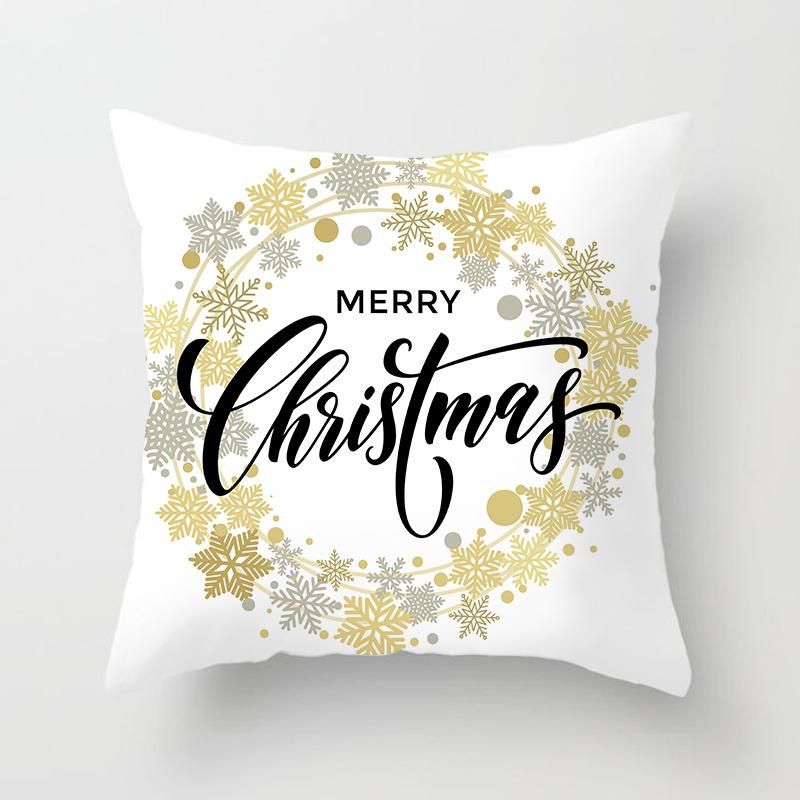 Black Pillow Covers Christmas New Year Cushion Cover Decorative Throw Pillowcases for Home Sofa Gift 45*45cm