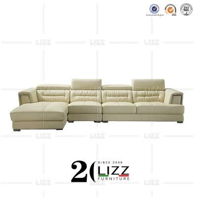 African Popular L Shape Leather Modern Living Room Sofa New Design Long Couch