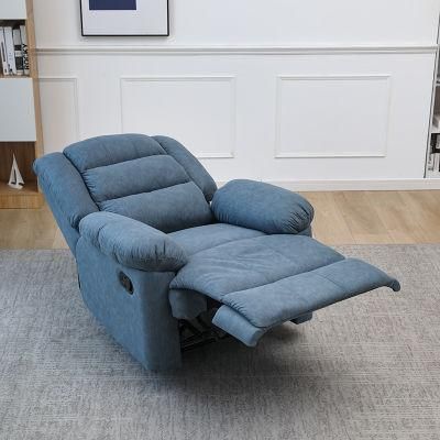 Living Room Sofa High Quality Manual Recliner Sofa Home Furniture Hot Selling Blue Color Comfortable and Soft Fabric Sofa