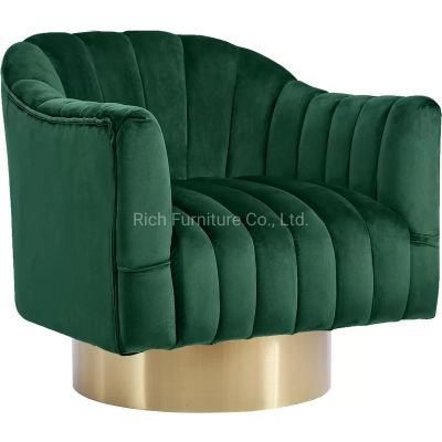 Golden Brass Metal Leg Sofa Chair Home Furniture for Living Room Armchair Fabric Velvet Leisure Couch