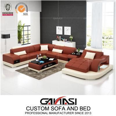 House Use U Shape Chaise Sofa with Two Coffee Stands