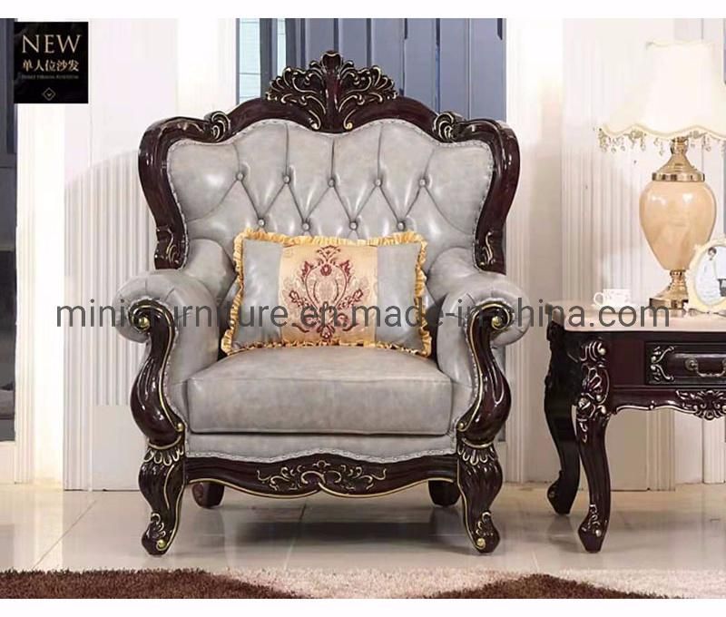 (MN-CSF17) Hotel Lounge/ Home Living Room Wooden Furniture Leather Sofa