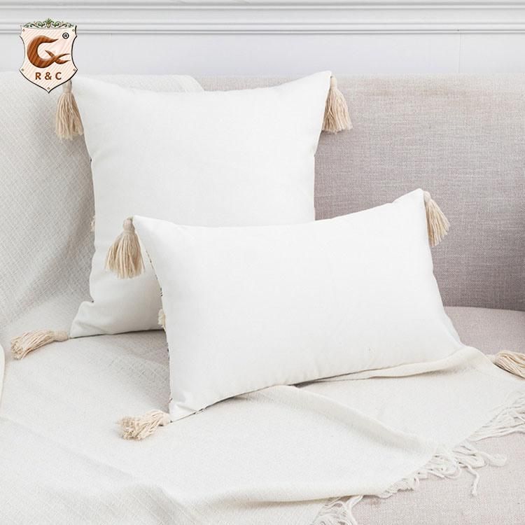 Bohemian Design Velvet Soft Cushion Cover for Sofa Geometric Printed Pillow Case with Tassel New Design Cushion Cover