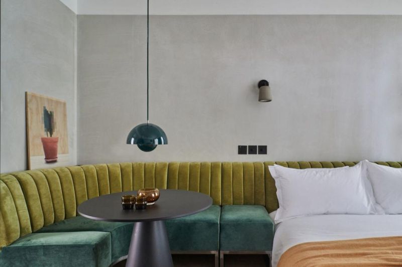 Hotel King Room Hotel Bed Sideward Sofa with Round Table