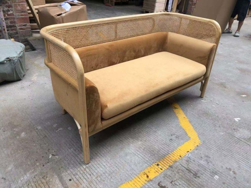 Hotel Restaurant Furniture Outdoor Rattan Wicker Wood Couch Sofa