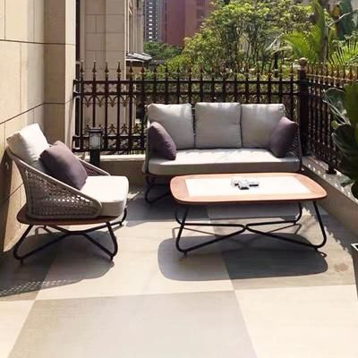 Leisure Outdoor Sofa Courtyard Villa Balcony Coffee Table Furniture Combination Outdoor Light Room Waterproof Sunscreen Rope