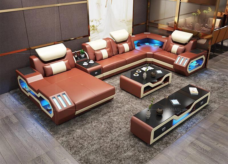 Europe Popular Living Room Sofa LED Light Storage Design G8046