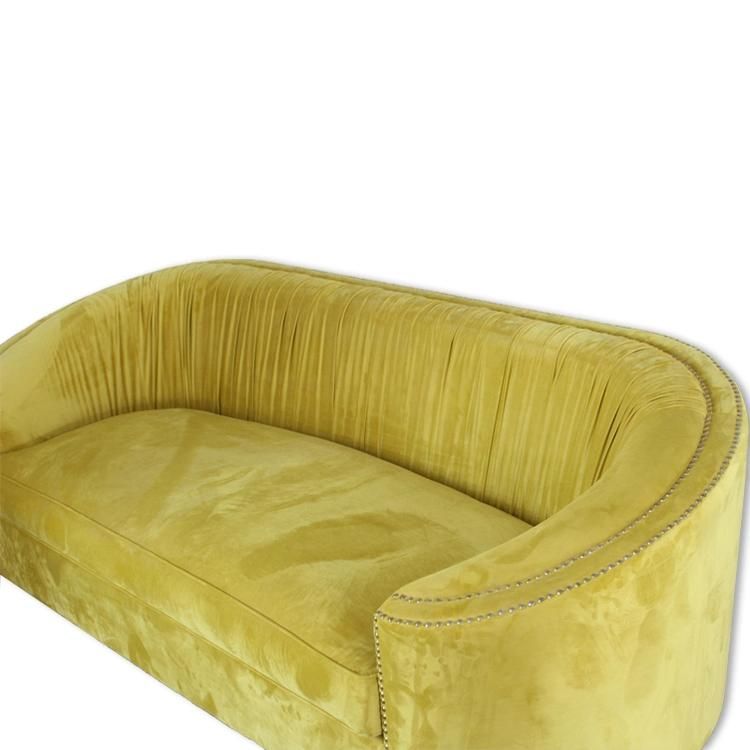 Factory Custom Furnitures Living Room Furniture Three Seater Sofa with Gold Stainless Steel Base