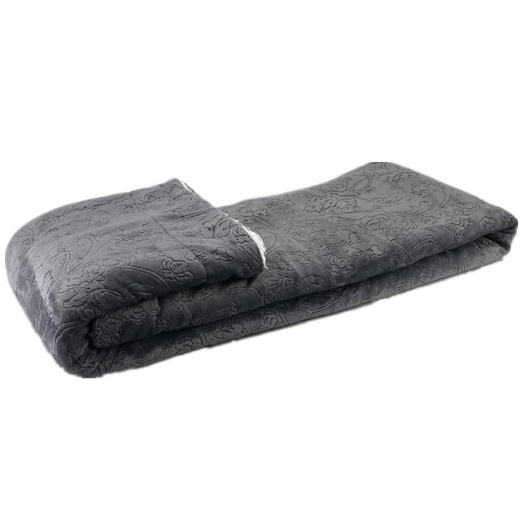 100% Polyester 3D Embossed Texture Plush Flannel Fleece Reversible Sherpa Bedding Sofa Blanket