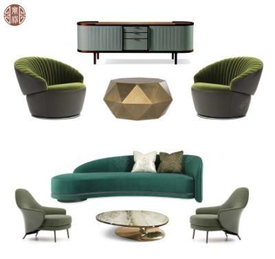 Hotel Lobby Sofa Custom Made Elegant Chair with Coffee Table Foshan Furniture Factory