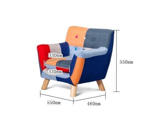 Kid Furniture Fabric Patchwork Solid Wood Sofa Chair for Baby