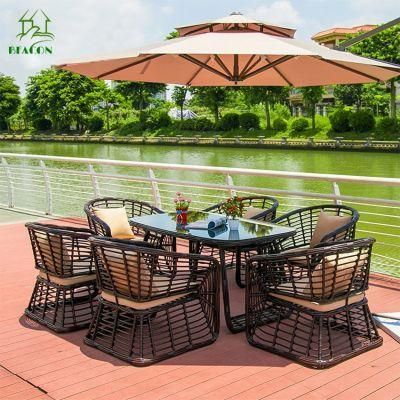 Aluminum Frame Woven Rope Round Sofa Set High Quality New Arrival Leisure Special Tude Aluminum Rope Garden Patio Sofa Set