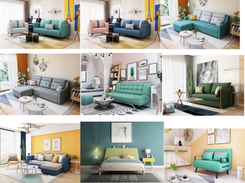 Modern Home Furniture Couch Storage Fabric Sofa Cum Bed