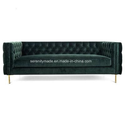 Europen Style Metal Golden Legs Tufted Back Sofa