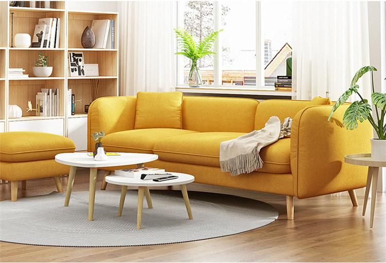 Modern Nordic Style Living Room Cloth Metal Leg L-Shaped Sofa