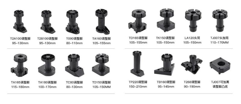 T2a100 100-130mm ABS Plastic Kitchen Adjustable Leg with Screw on Base