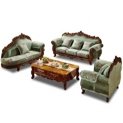 Factory Wholesale American Wood Carved Fabric Sofa for Home Furniture