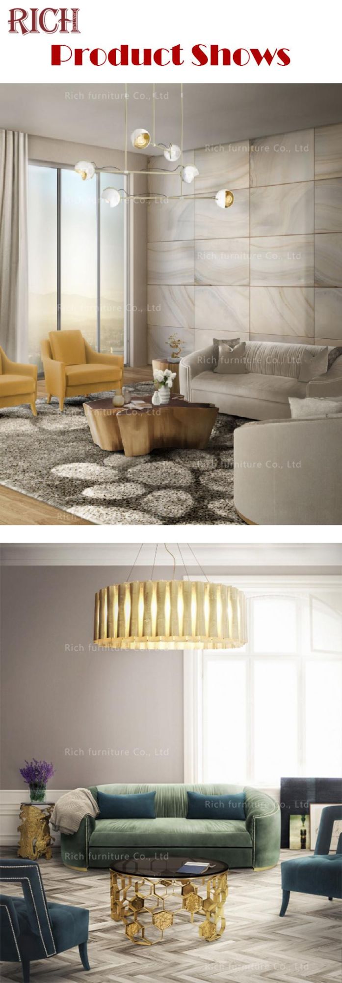 Home Furniture Feather Velvet Sofa for Living Room
