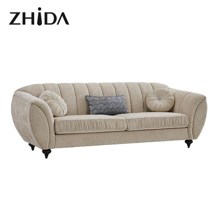 New Design Zhida Couch Home Living Room Furniture Luxury Velvet Fabric Sofa Set Modern 1 2 3 Seat Sectional Sofa