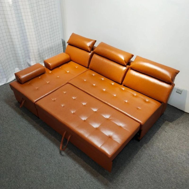 European Style Leather Sofabed Functional Sofa Set Storage Sofa Set