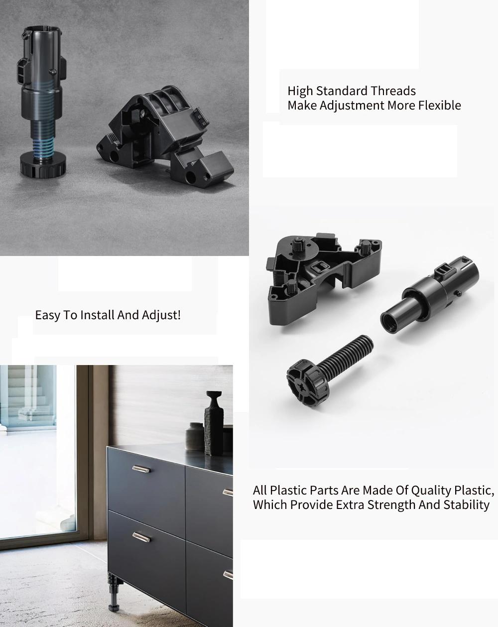 T268-1 Foldable Dowelled 90-180mm Adjustable Cabinet Legs for Kitchen Units