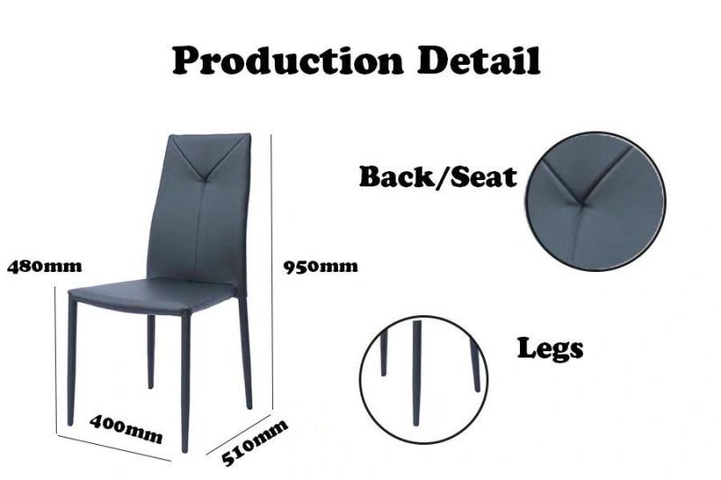 High Quality Home Furniture Office Hotel Indoor Furniture Sofa Chair Steel PU Leather Dining Chair