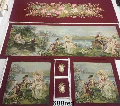 Handwoven Flat Weave French Aubusson Sofa Chair Covers Sets 20 Pieces Romeo Juliet Flower Design