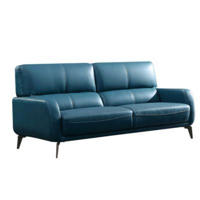 Sunlink 1+2+3 Seater Sofa Couch Set Top Grain Blue Leather Livingroom Sofa
