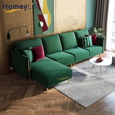 Modern Sectional Home Furniture Set Velvet Fabric Couch Living Room Sofa