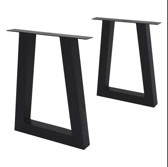 Trapezoid Type Black Power Coated Metal Table Leg Base